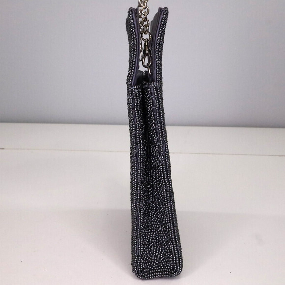 Inge Christopher Bag Handbag Womens Dark Gray Black Square Clutch Formal Beaded - Picture 8 of 12